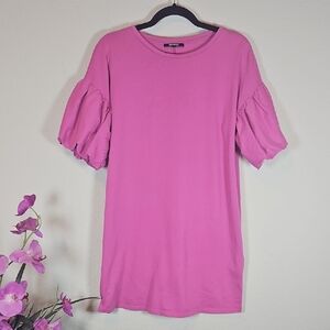 Zara Pink Short Ruffled Sleeve T-Shirt Dress Size M